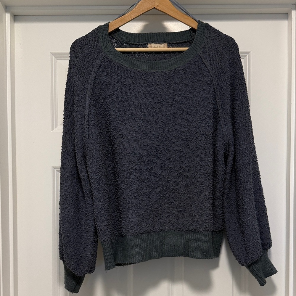 Altar’d State Cozy BlueTextured Crewneck Sweater